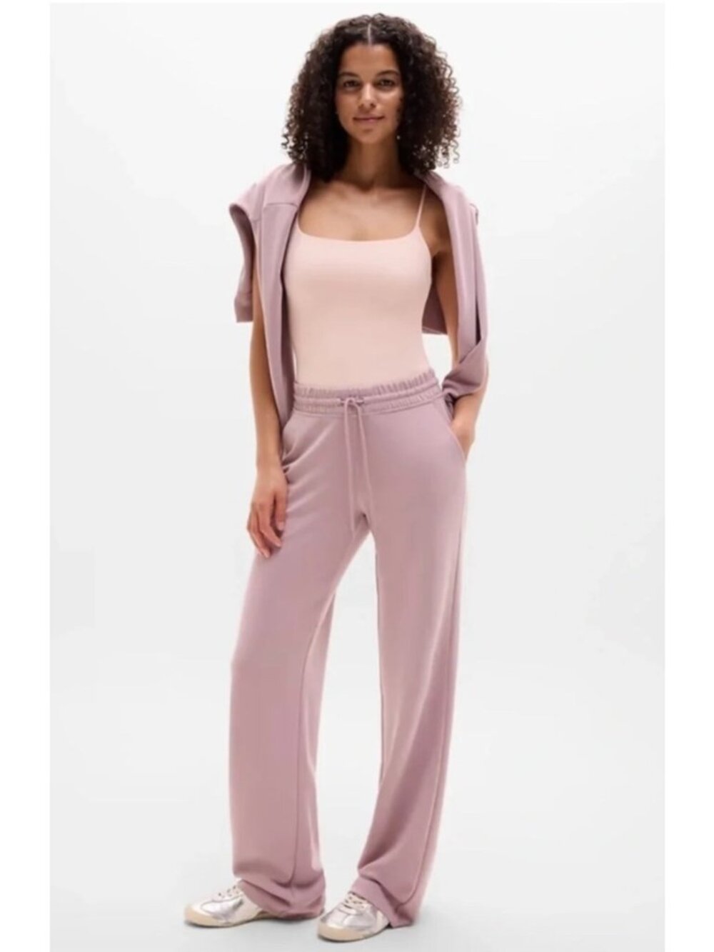 NEW Athleta Seasoft Straight Pants High-Rise Pull-On Relaxed-Fit Loungewear Pink